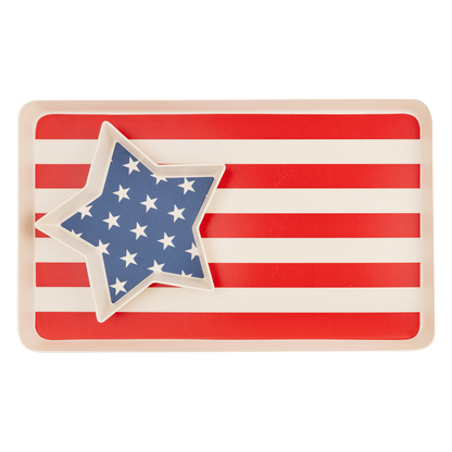 American Flag Stacked Reusable Bamboo Serving Tray Set