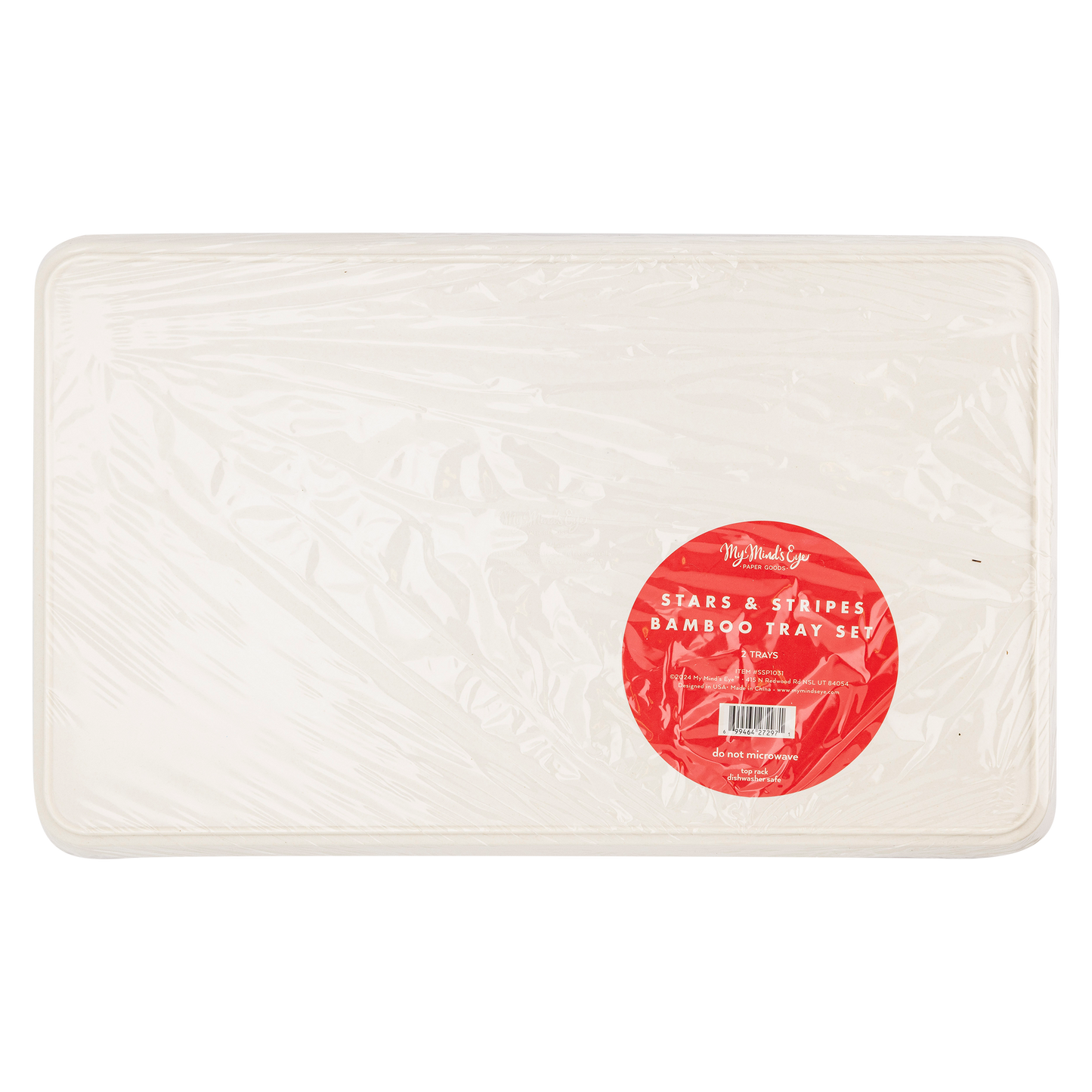 American Flag Stacked Reusable Bamboo Serving Tray Set