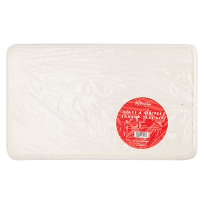 American Flag Stacked Reusable Bamboo Serving Tray Set