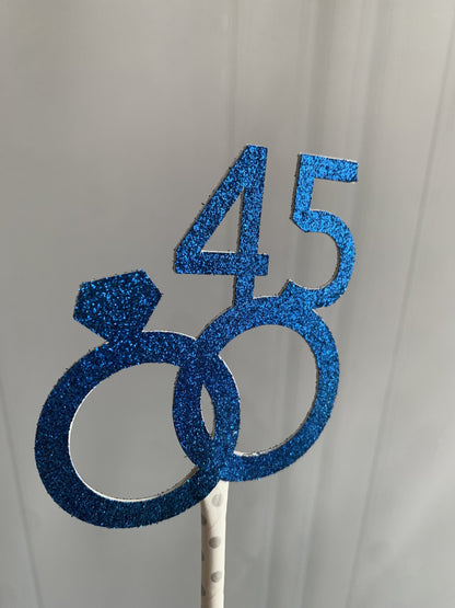 45th Anniversary Blue Cake Topper | EnFete Party