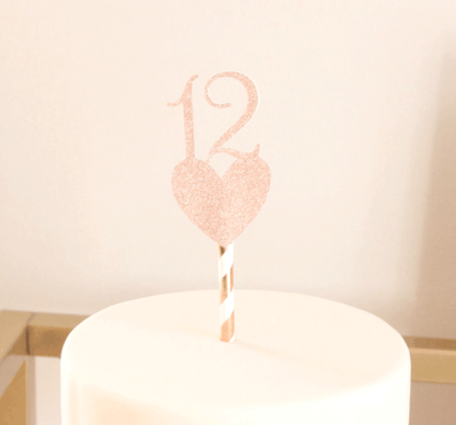 Rose Gold 12th Birthday Cake Topper