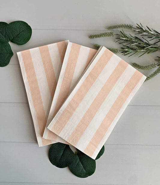 Sweet Peach Cabana Striped Dinner Napkins or Guest Towels