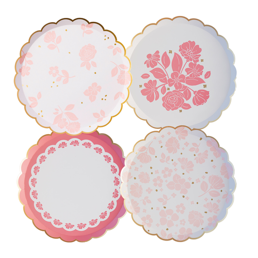 Petal Pink Floral Dessert Plates