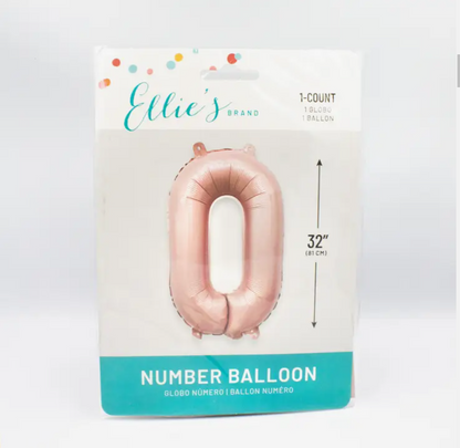 ZERO (0) Barely Blush Mylar Number Balloons (32 Inches)