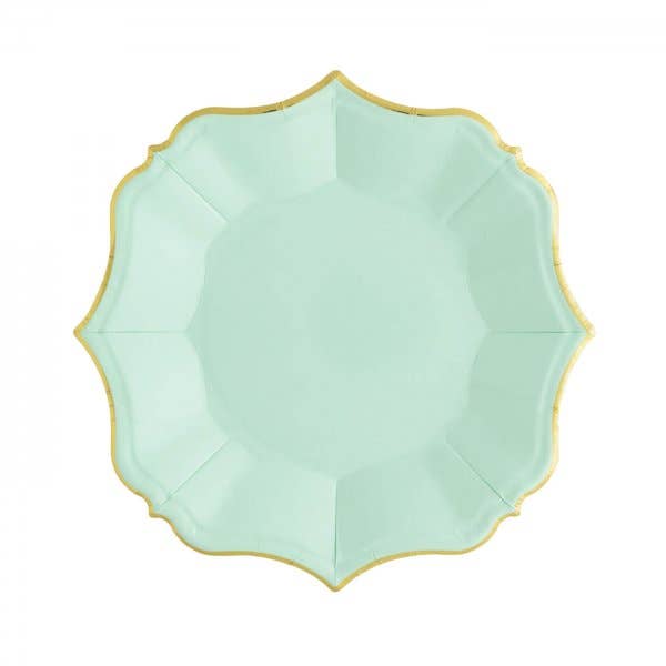 Mint Dessert Plates with Gold Edge