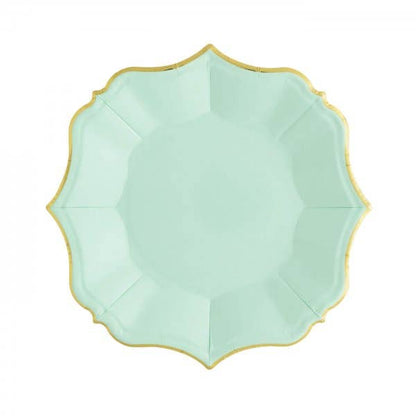 Mint Dessert Plates with Gold Edge