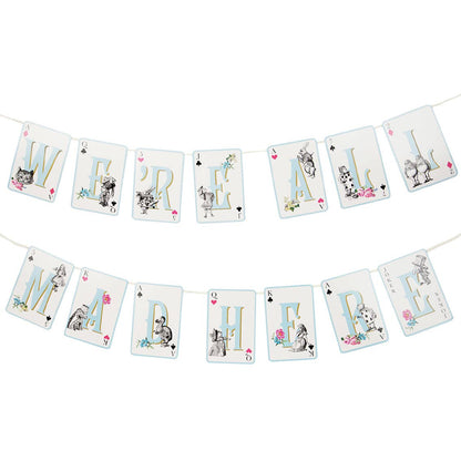 We're All Mad Here Paper Bunting 10 Feet - Alice in Wonderland Tea Party Decorations