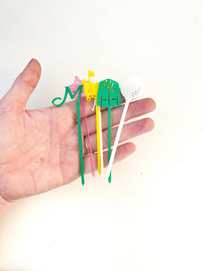 Masters Party Pack - Golf Tournament Party Decorations Stir Sticks Food Picks Cupcake Toppers