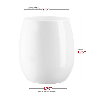 Stemless Wine Glasses - Set of 16 - White