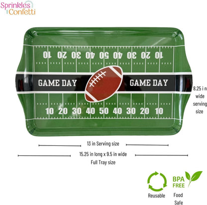 15" Football Field Melamine Serving Tray — Game Day Tailgate Party Platter | EnFete Party