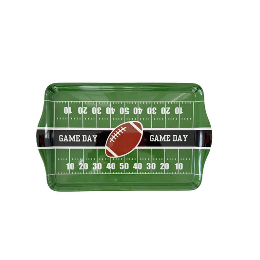 15" Football Field Melamine Serving Tray — Game Day Tailgate Party Platter | EnFete Party