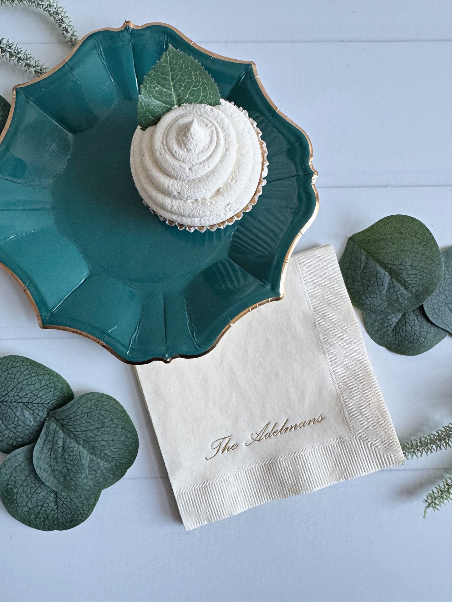 Teal Scalloped Dessert Plates : set of 8