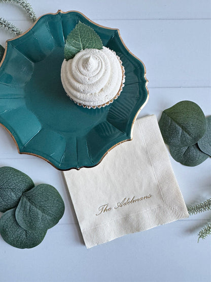 Teal Scalloped Dessert Plates : set of 8