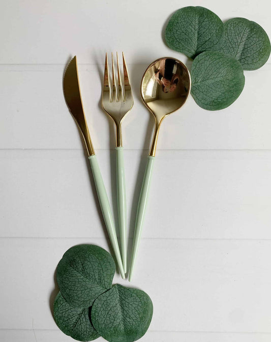 Elevate the aesthetic of your next event with our sophisticated Sage Modern Utensils, designed to add a touch of elegance to any occasion. C
