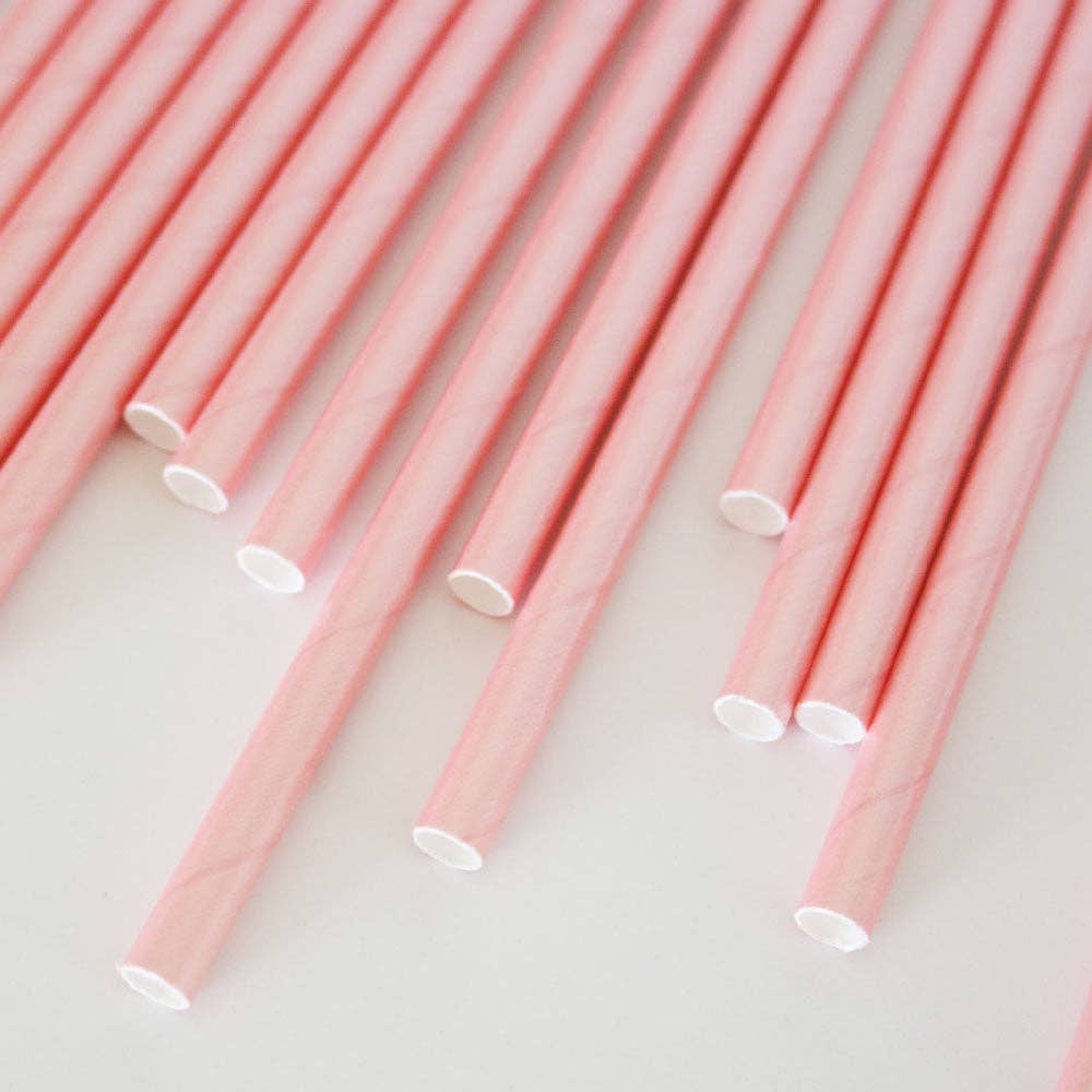 Blush Pink Iridescent Foil Paper Straws - Set of 25