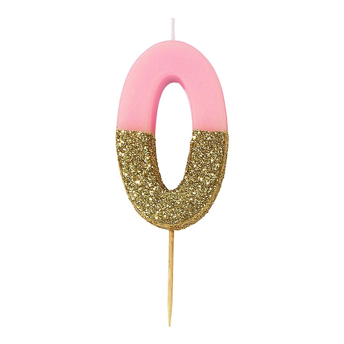Pink Number Candles - Gold Glitter