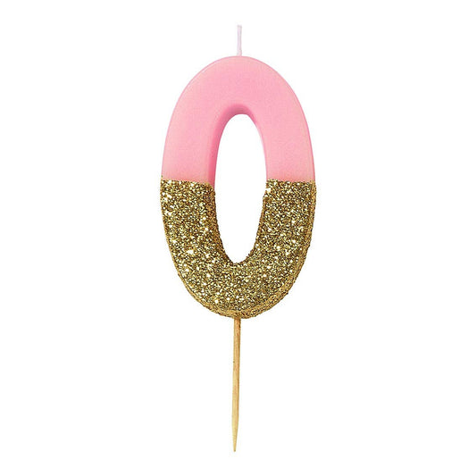 Pink Number Candles - Gold Glitter