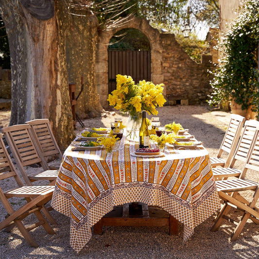 Provence Avignon Dijon & Blue Tablecloth 70x128 - French Country Botanical Print | EnFete Party