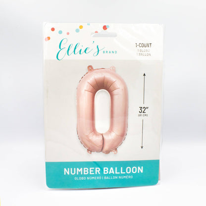 ZERO (0) Barely Blush Mylar Number Balloons (32 Inches)