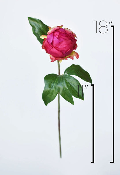 18" Faux Peony Bud Stem Fuchsia