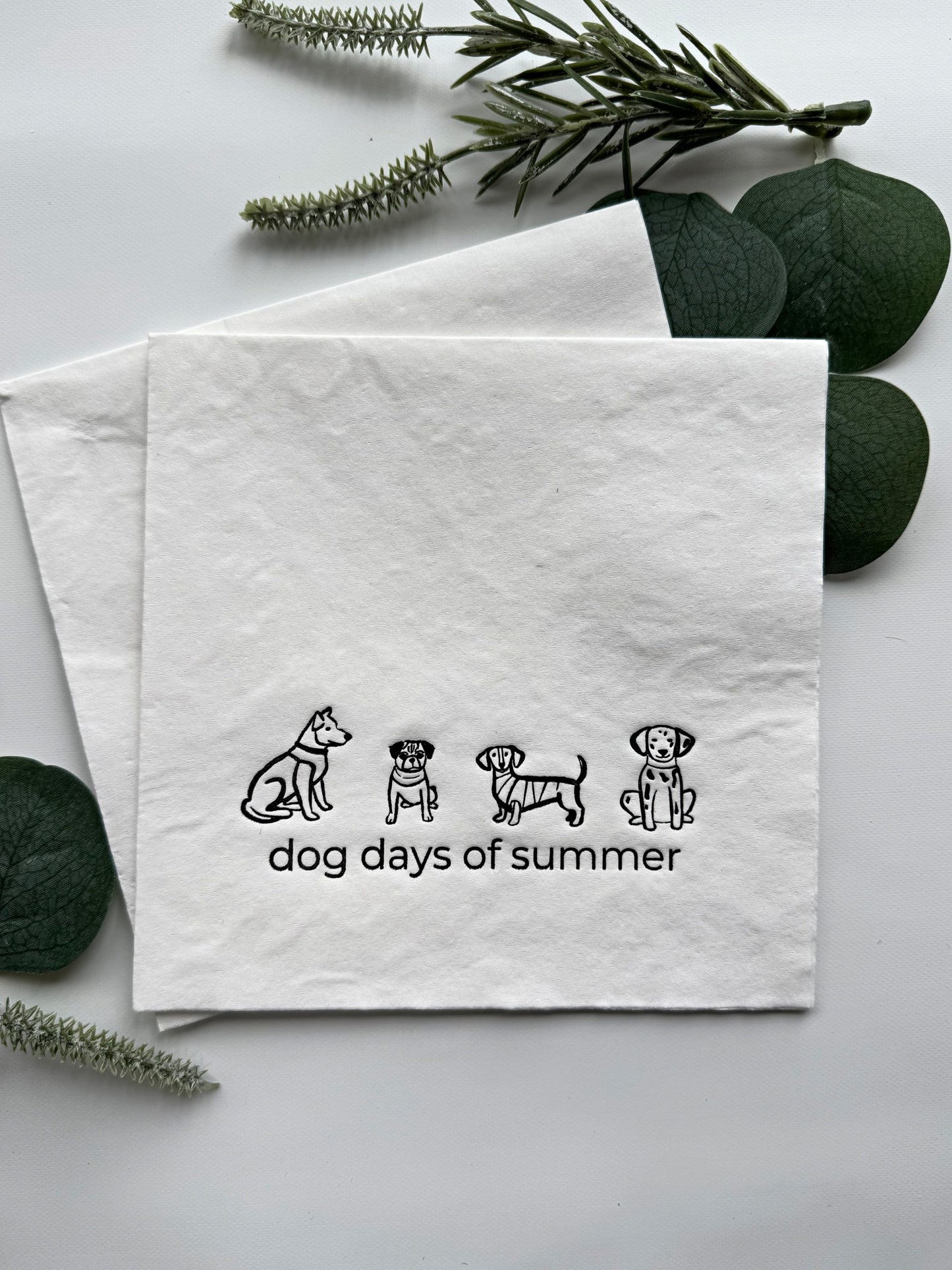 Dog Days of Summer Cocktail  Napkins - Black & White