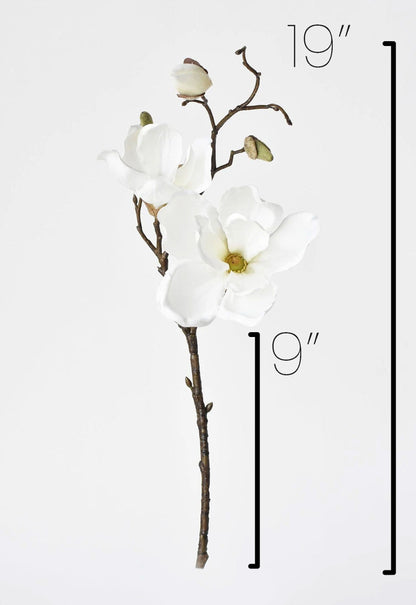 19" Faux Magnolia Stem White