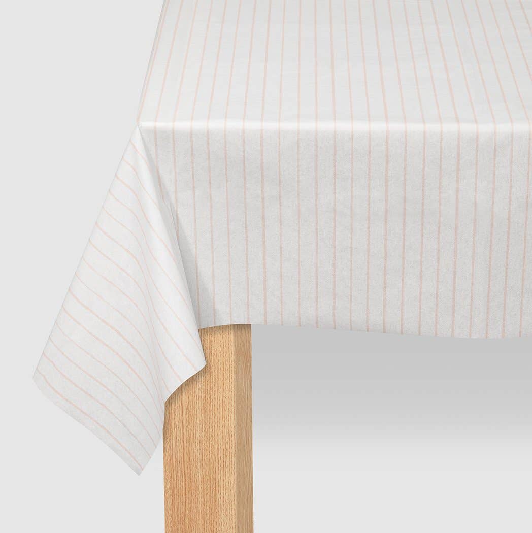 Pale Pink Striped Paper Tablecloth