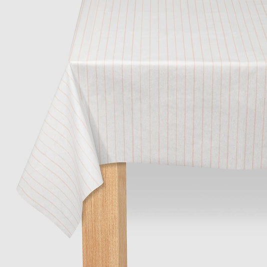 Pale Pink Striped Paper Tablecloth