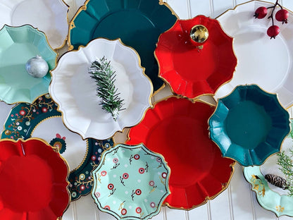 Teal Scalloped Dinner Plates