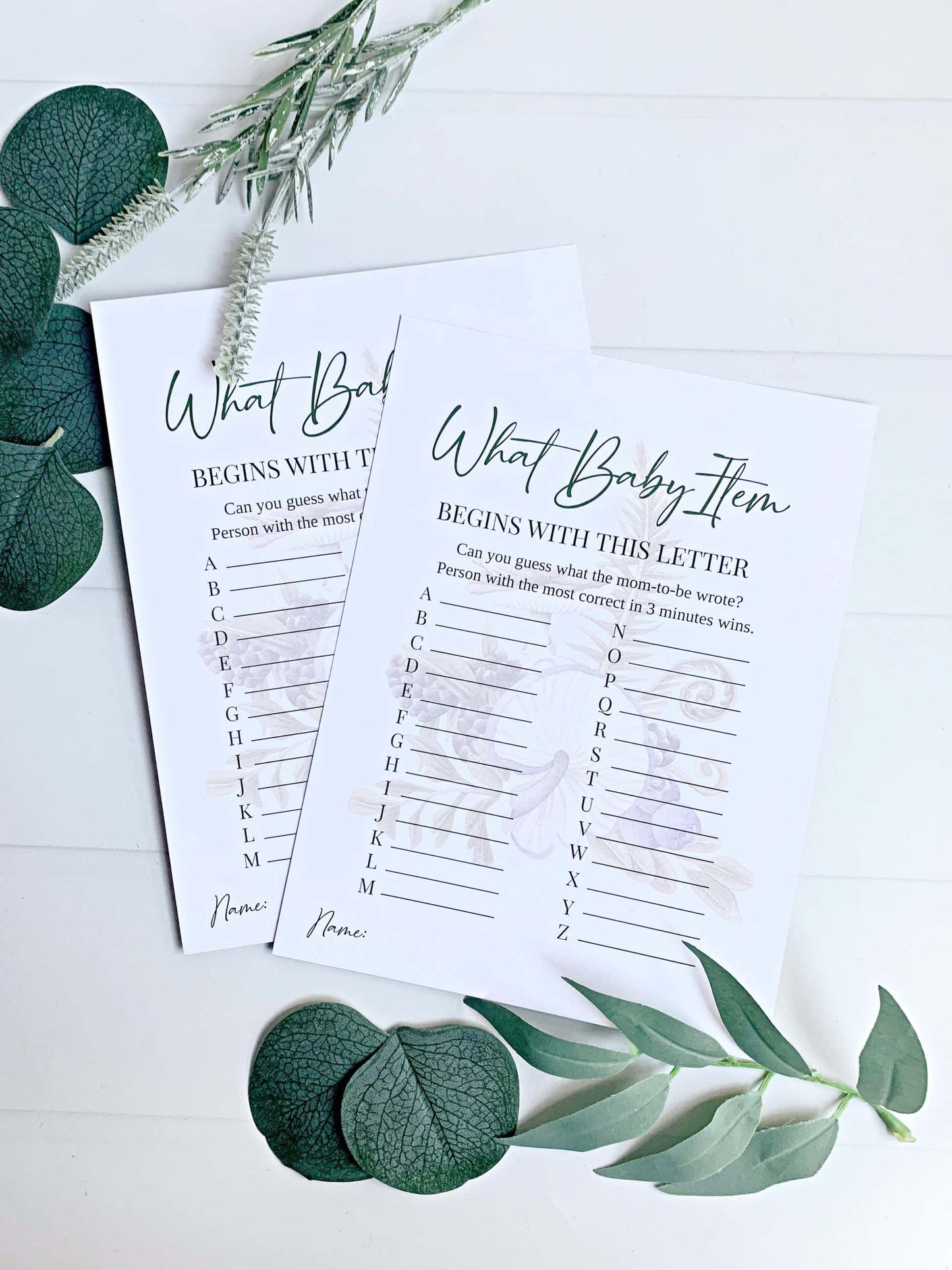 Celebrate the glowing mom-to-be with our adorable Woodland Mushroom Baby Shower "What Begins With" Baby Items Alphabet Game. With charming green accents and whimsical mushroom illustrations, these cards are a delightful way for guests to pass on their wise words and well wishes.