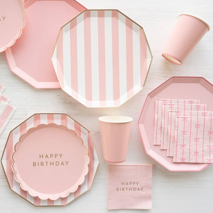 Petal Pink Cabana Striped Paper Plates