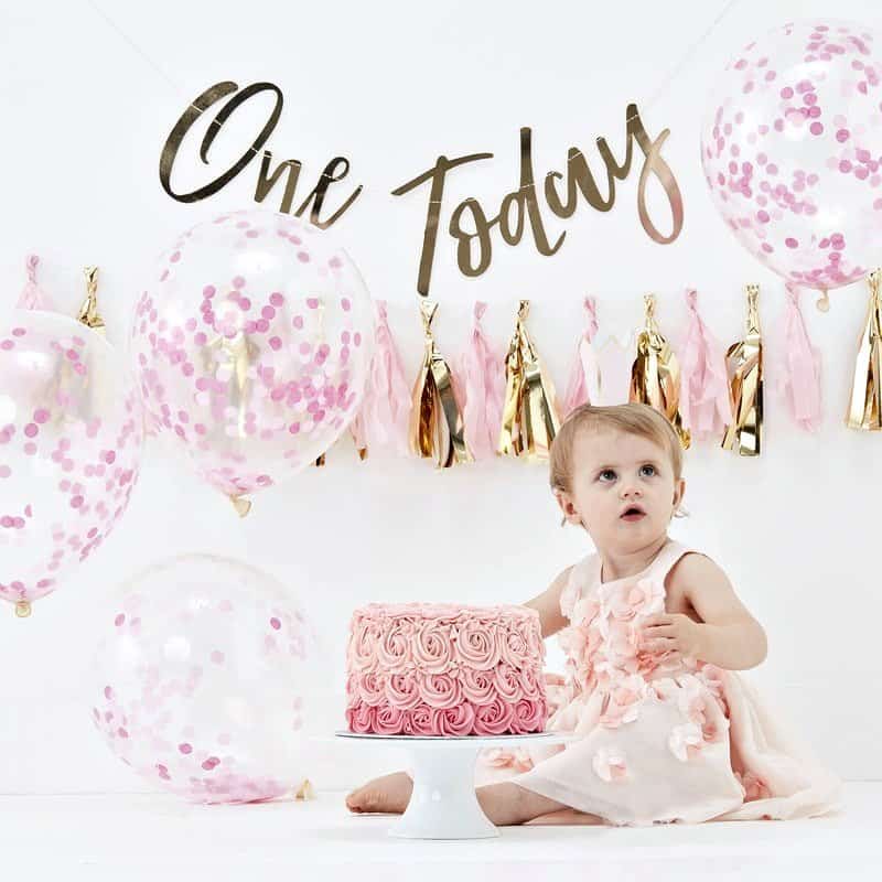 One Today1st birthday party in a box for a girl pink