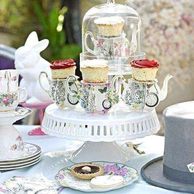 Tea Pot Mini Cupcake Stands - Alice in Wonderland Party Dessert Display (Set of 6)