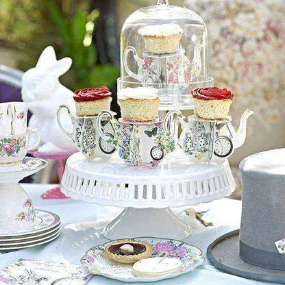 Tea Pot Mini Cupcake Stands - Alice in Wonderland Party Dessert Display (Set of 6)