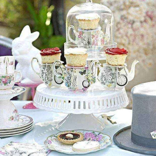 Tea Pot Mini Cupcake Stands - Alice in Wonderland Party Dessert Display (Set of 6)