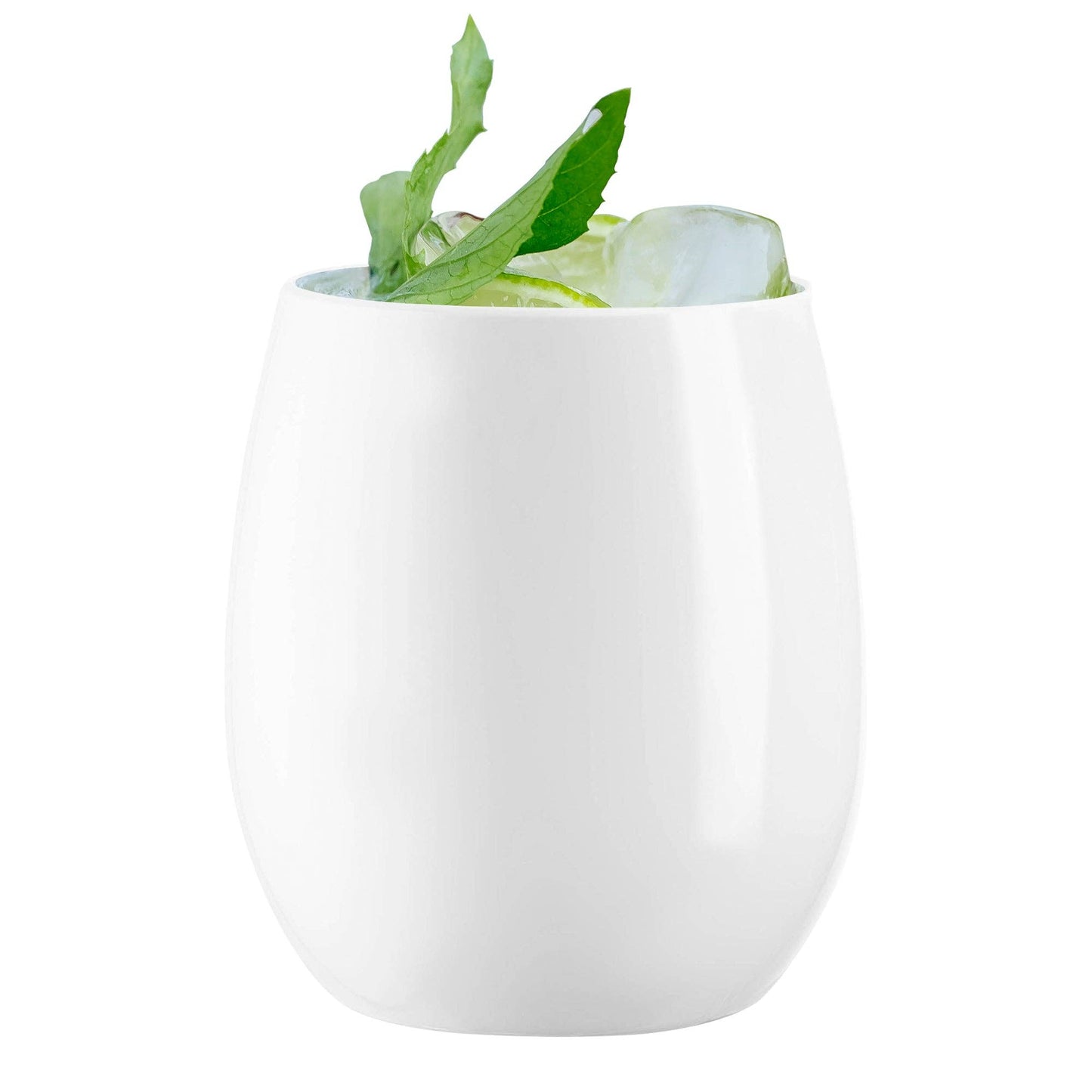 Stemless Wine Glasses - Set of 16 - White