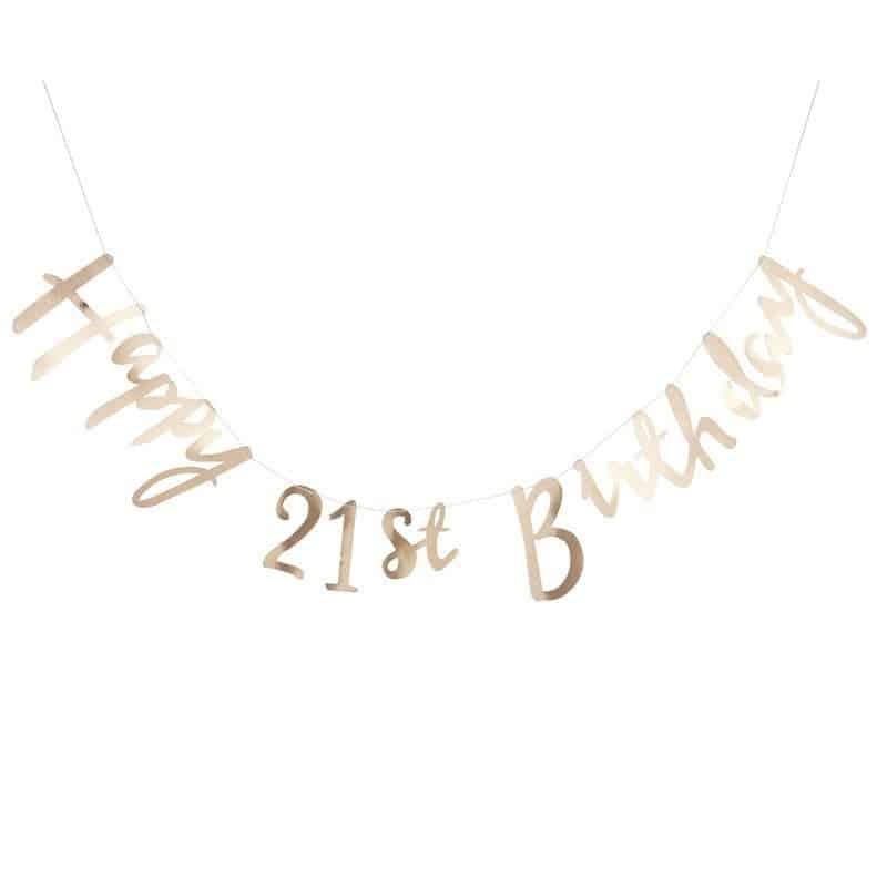 Happy 21st Birthday Banner - Gold