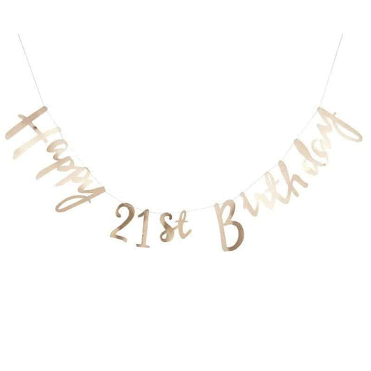 Happy 21st Birthday Banner - Gold