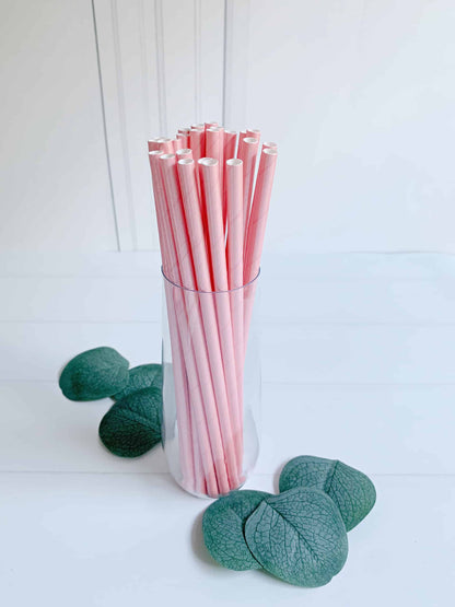 Blush Pink Iridescent Foil Paper Straws - Set of 25