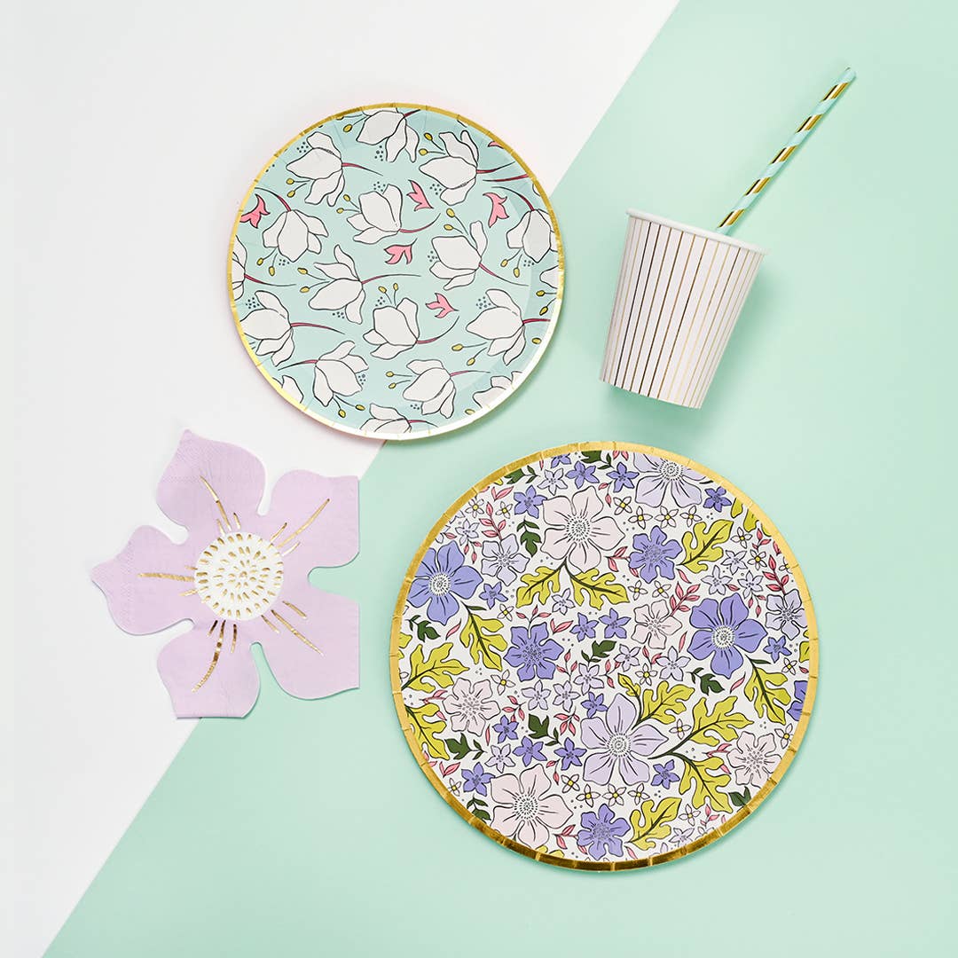 Floral Party Plates Large 9 Inch - Baby Shower Plates, 10 Pack