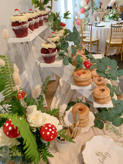 Mini Red Mushroom Picks 10 Pack - Spun Cotton Toadstool Decorations for Wreaths & Crafts