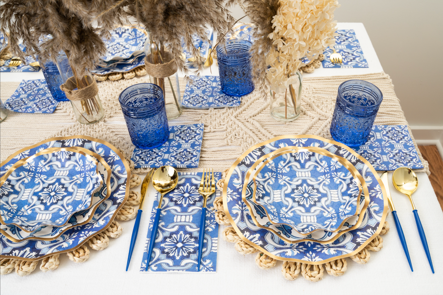 Moroccan Blue Paper Salad Plates
