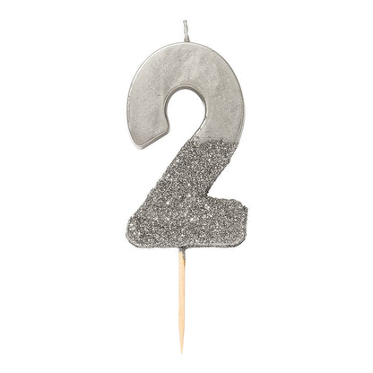 Silver Number Candles