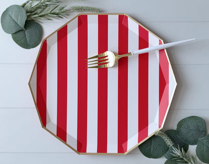 Red Cabana Striped Large Plates
