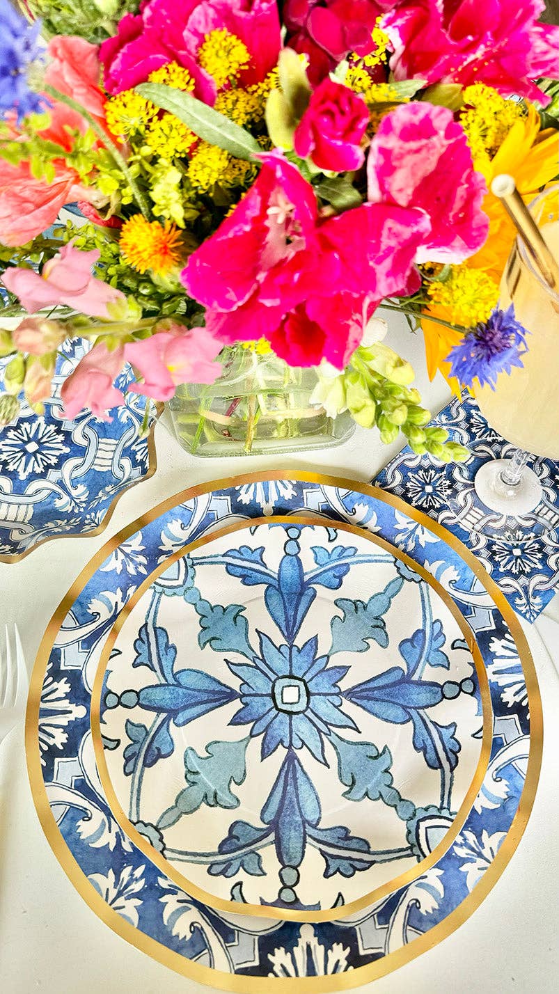 Moroccan Blue Paper Salad Plates