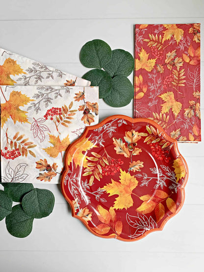 Red & Orange Fall Leaves Paper Dinner Napkins - Set of 20