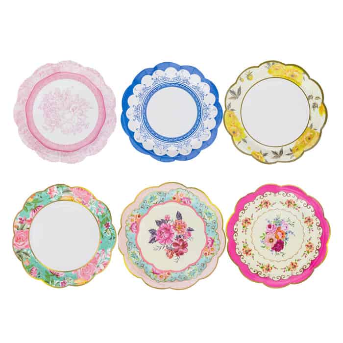 Tea Party Floral Paper Dinner Plates- 9"