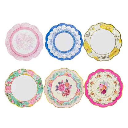 Tea Party Floral Paper Dinner Plates- 9"