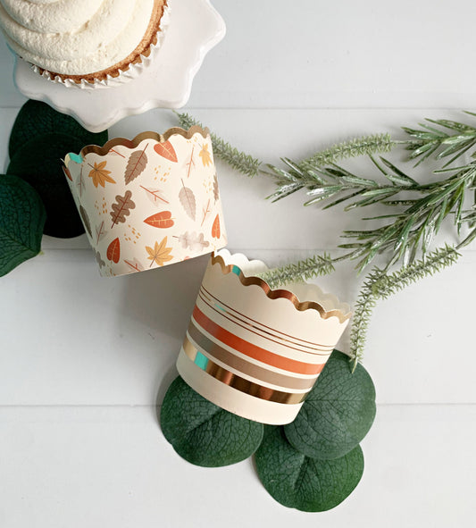 Falling leaves and Stripes Food Cups (36 pcs)