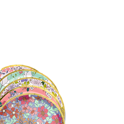 Boho Floral Paper Tea Party Plates - Large